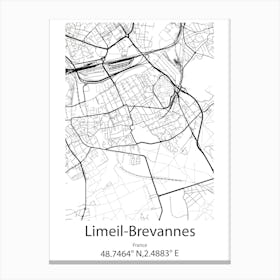 Limeil Brevannes,France Minimalist Map Canvas Print