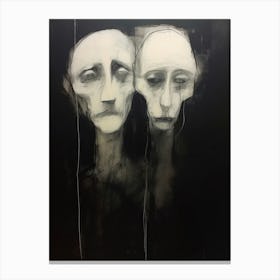 Geometric Black & White Face Drawing Munch Inspired 4 Canvas Print