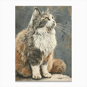 Selkirk Rex Cat Relief Illustration 2 Canvas Print