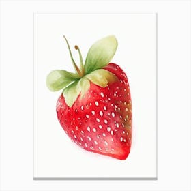 A Single Strawberry, Fruit, Watercolour 1 Canvas Print