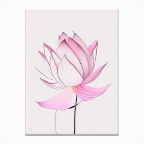 Pink Lotus Abstract Line Drawing 1 Canvas Print