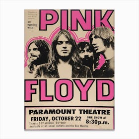 Vintage Pink Floyd Oct 22 Concert Rock Music Print Poster Canvas Print