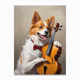 Dog Playing Violin Dog lover Canvas Print