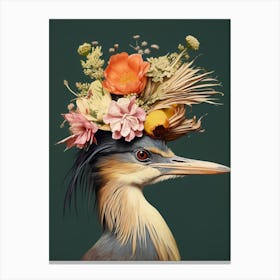 Bird With A Flower Crown Green Heron 1 Canvas Print
