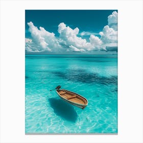 Boat In Blue Water Canvas Print