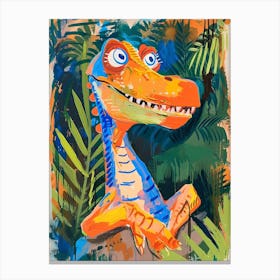 Cute Abstract Brushstroke Dinosaur Canvas Print