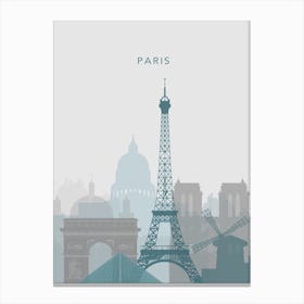 Blue And Grey Paris Skyline Canvas Print