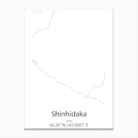 Shinhidaka,Japan Minimalist Map Canvas Print