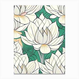 Lotus Flower Repeat Pattern Abstract Line Drawing 1 Canvas Print