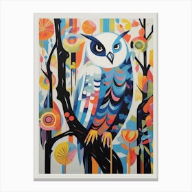 Colourful Scandi Bird Snowy Owl 2 Canvas Print