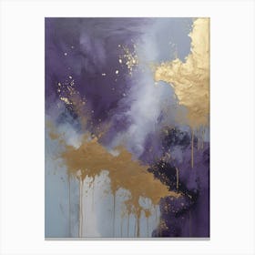 Purple And Gold Abstract Painting Canvas Print