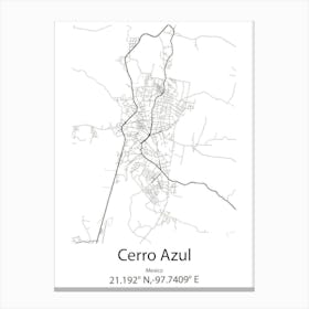 Cerro,Cuba Minimalist Map Canvas Print