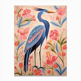 Pink Scandi Great Blue Heron 5 Canvas Print