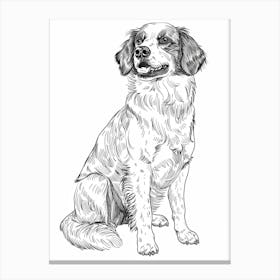 Black & White Dog Line Drawing 1 Canvas Print