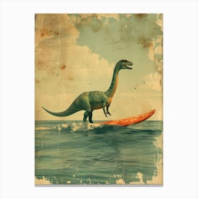 Vintage Heterodontosaurus Dinosaur On A Surf Board 1 Canvas Print
