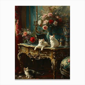 Kittens Sat On The Table Of A Palace Canvas Print