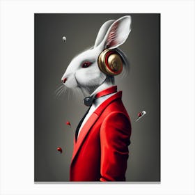 Rabbit With Headphones Canvas Print