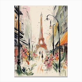 Paris, Flower Collage 2 Canvas Print