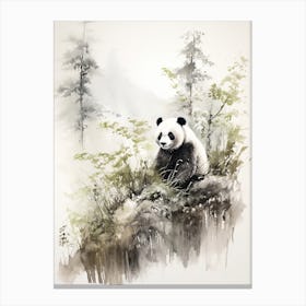Panda Art In Sumi E (Japanese Ink Painting) Style 3 Canvas Print