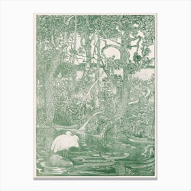 Two Herons At A Forest Pond, Theo Van Hoytema Canvas Print