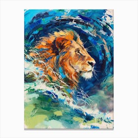Southwest African Lion Facing A Storm Fauvist Painting 2 Canvas Print