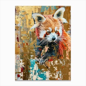 Red Panda Gold Effect Collage 4 Canvas Print