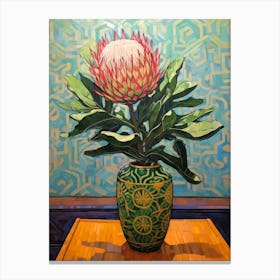 Flowers In A Vase Still Life Painting Protea 1 Canvas Print