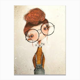 Girl With Glasses 1 Canvas Print