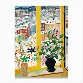 The Windowsill Of Bergen   Norway Snow Inspired By Matisse 2 Canvas Print