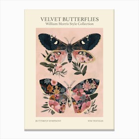Velvet Butterflies Collection Butterfly Symphony William Morris Style 3 Canvas Print