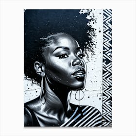 Graffiti Mural Of Beautiful Black Woman 1 Canvas Print