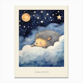 Baby Porcupine 2 Sleeping In The Clouds Nursery Poster Canvas Print