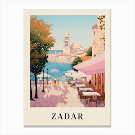 Zadar Croatia 4 Vintage Pink Travel Illustration Poster Canvas Print