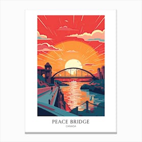 Peace Bridge, Canada, Colourful 4 Travel Poster Canvas Print