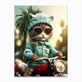 Cat On A Motorcycle 2 Canvas Print