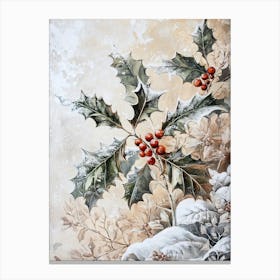 Christmas Beige Winter Painting Canvas Print