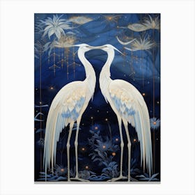 Two Cranes At Night Canvas Print