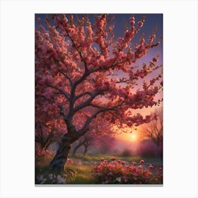 Cherry Blossoms At Sunset Canvas Print