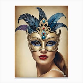 A Woman In A Carnival Mask (2) Canvas Print