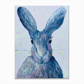 Blue Neon Rabbit Canvas Print