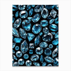 Blue Diamonds On Black Background Canvas Print