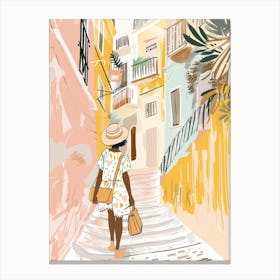 Girl Walking Down The Street 1 Canvas Print