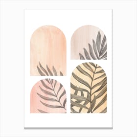 Set Of Four Watercolor arches and Leaves Canvas Print