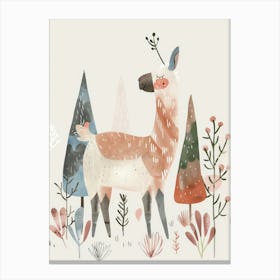 Charming Nursery Kids Animals Llama 4 Canvas Print