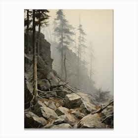 Muted Neutral Mountain Vintage Canvas Print