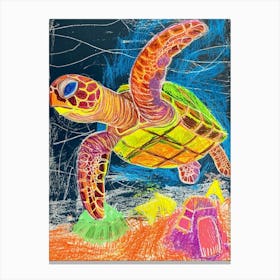 Abstract Rainbow Sea Turtle Doodle Canvas Print