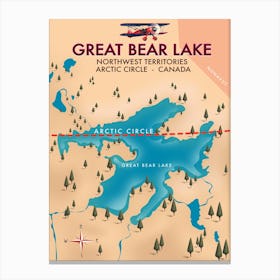 Great Bear Lake Travel map Canvas Print