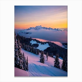 Crans Montana, Switzerland Sunrise 2 Skiing Poster Canvas Print