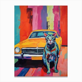 Pontiac Firebird Vintage Car With A Cat, Matisse Style Painting 1 Canvas Print