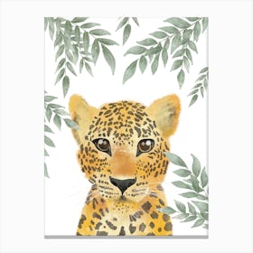 Cute Watercolour Leopard Print Canvas Print